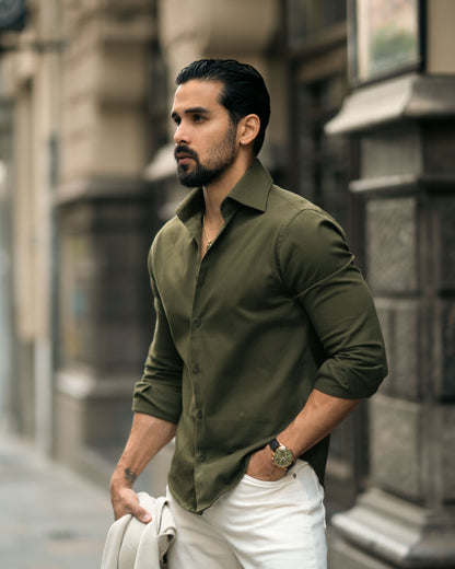 Green Torino Shirt. 100% CO. MADE IN SPAIN